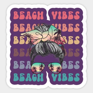 Messy bun retro beach vibes Sticker